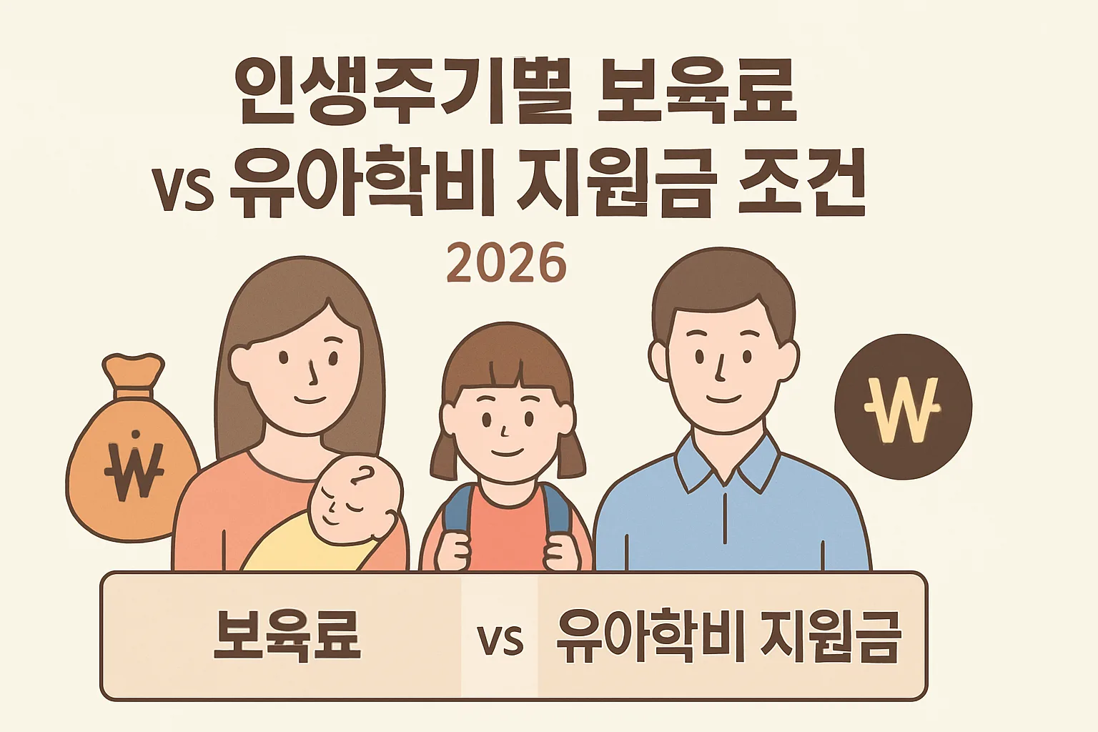 인생주기별 보육료 vs 유아학비 지원금 조건 2026
