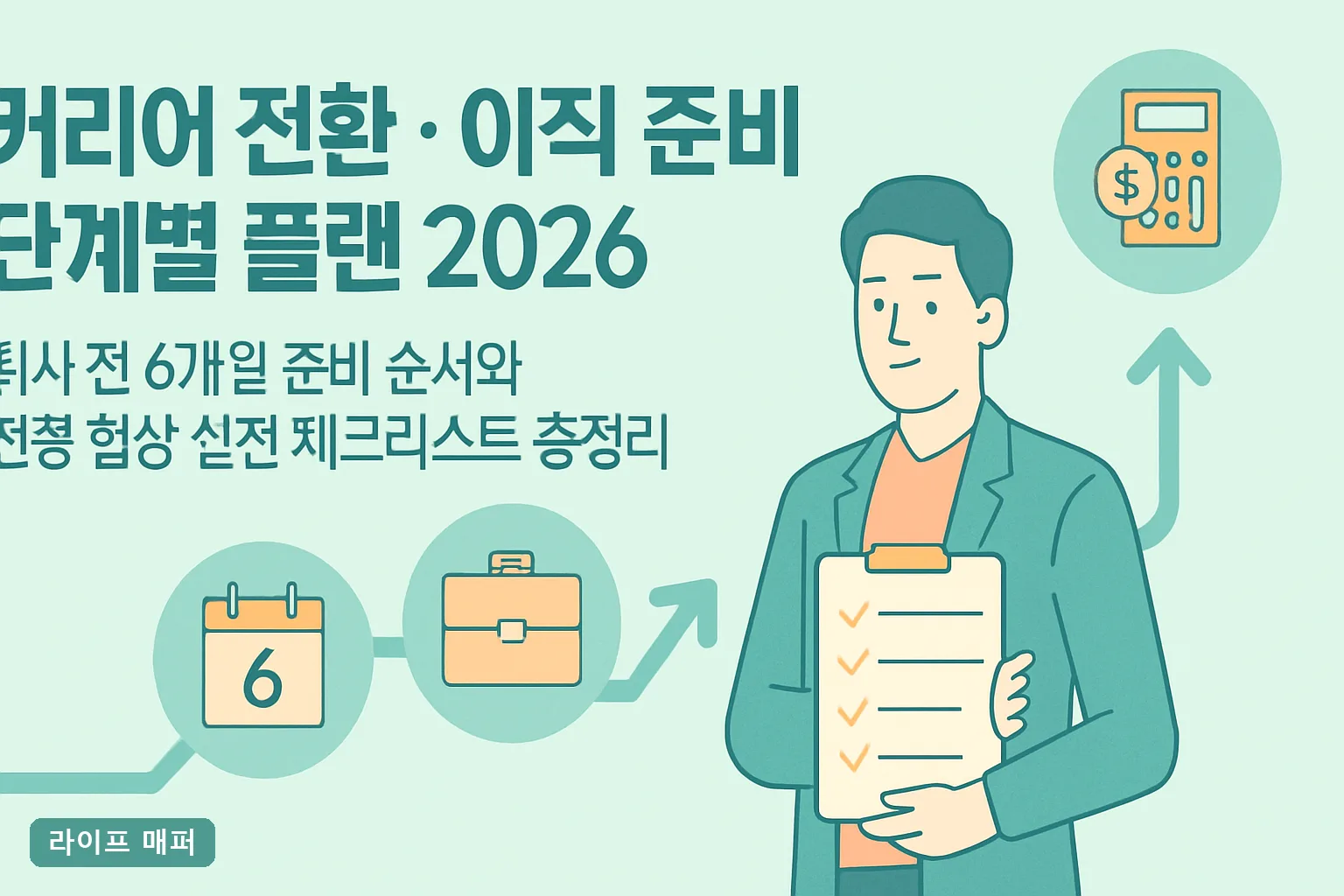 커리어 전환·이직 준비 단계별 플랜 2026, 퇴사 전 6개월 준비 순서와 연봉 협상 실전 체크리스트 총정리**